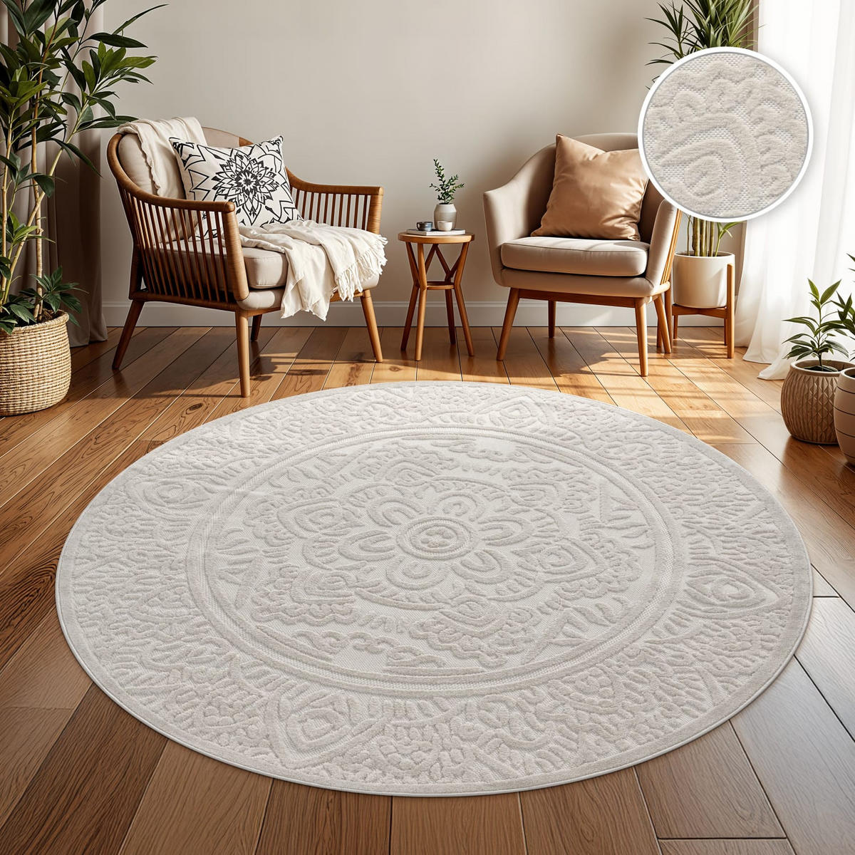OUTDOORTEPPICH Marokkanisch Creme Ø 200 cm - Creme, Kunststoff (200/200cm) - TT Home