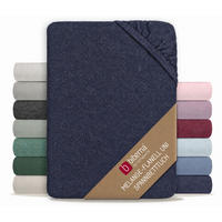 SPANNBETTTUCH Premium Biber Melange UNI marine, 140x200 cm - 160x200 cm - Dunkelblau, Textil (160/200cm) - biberna