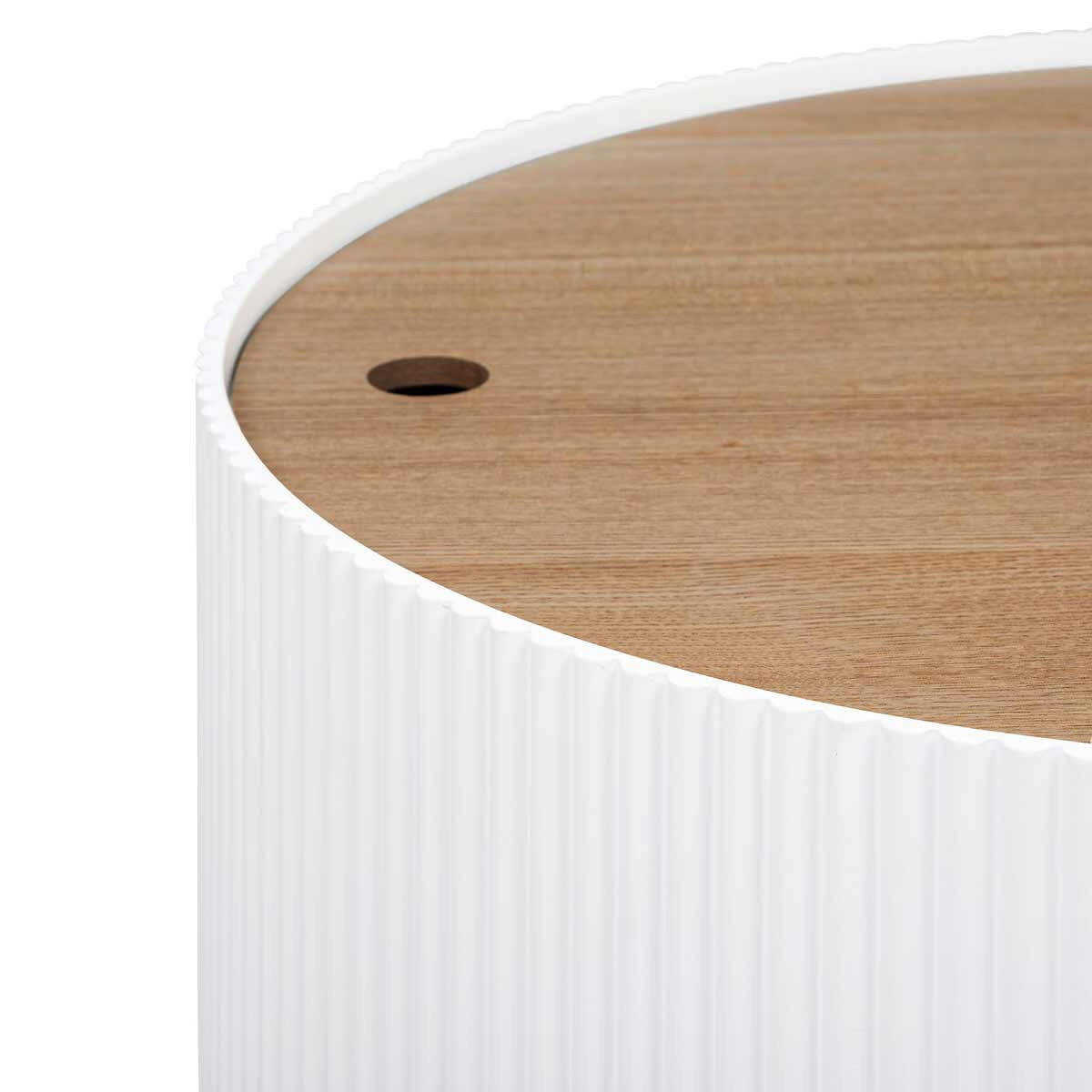 KAFFEETISCH mit Stauraum Enola rund Weiß 55/55/38 cm - Weiß, Holzwerkstoff (55/55/38cm) - Atmosphera Createur d´interieur