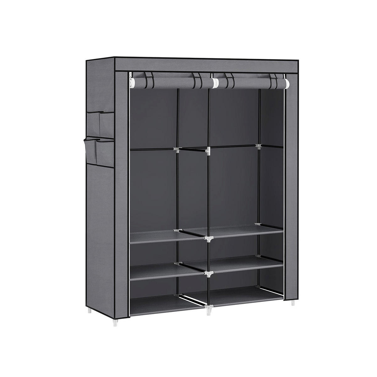 STOFFSCHRANK MONROVIA - Grau, Kunststoff (127/176/45cm) - Hansiro