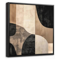 LEINWAND Bilder mit Rahmen - Abstrakt - Flugzeuge - Schwarz - Rund - 20x20 - Beige, Textil (20/20cm) - MuchoWow