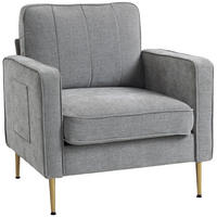SESSEL DE-13486 mit Seitentaschen, Goldmetallfüßen Grau - Grau, Textil (84/87/81cm) - ComfortXL