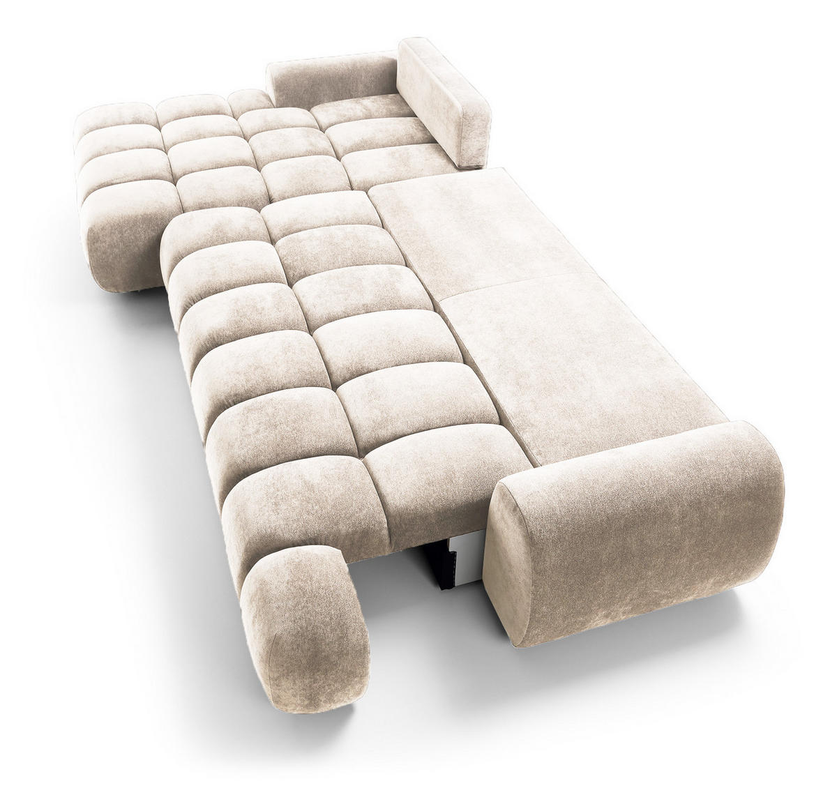 ECKSOFA 340 cm Valerio II, Schlaffunktion, Bettkasten, Links, Vanille - Ecru, Holz (340/177cm) - Emporius
