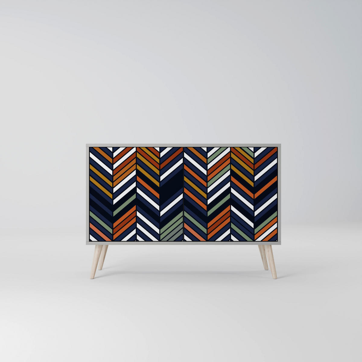 SIDEBOARD VIBRANT PATCHWORK, Eicheneffekt, 111x42x77,5 cm, 2 Türen - Eichefarben/Buchefarben, Holzwerkstoff/Buchenholz (111/77.5/42cm) - SpaceRebels