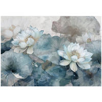 FOTOTAPETE Blumen Beton Blau 350x250 cm - Multicolor, Papier (350/250cm) - Wallarena