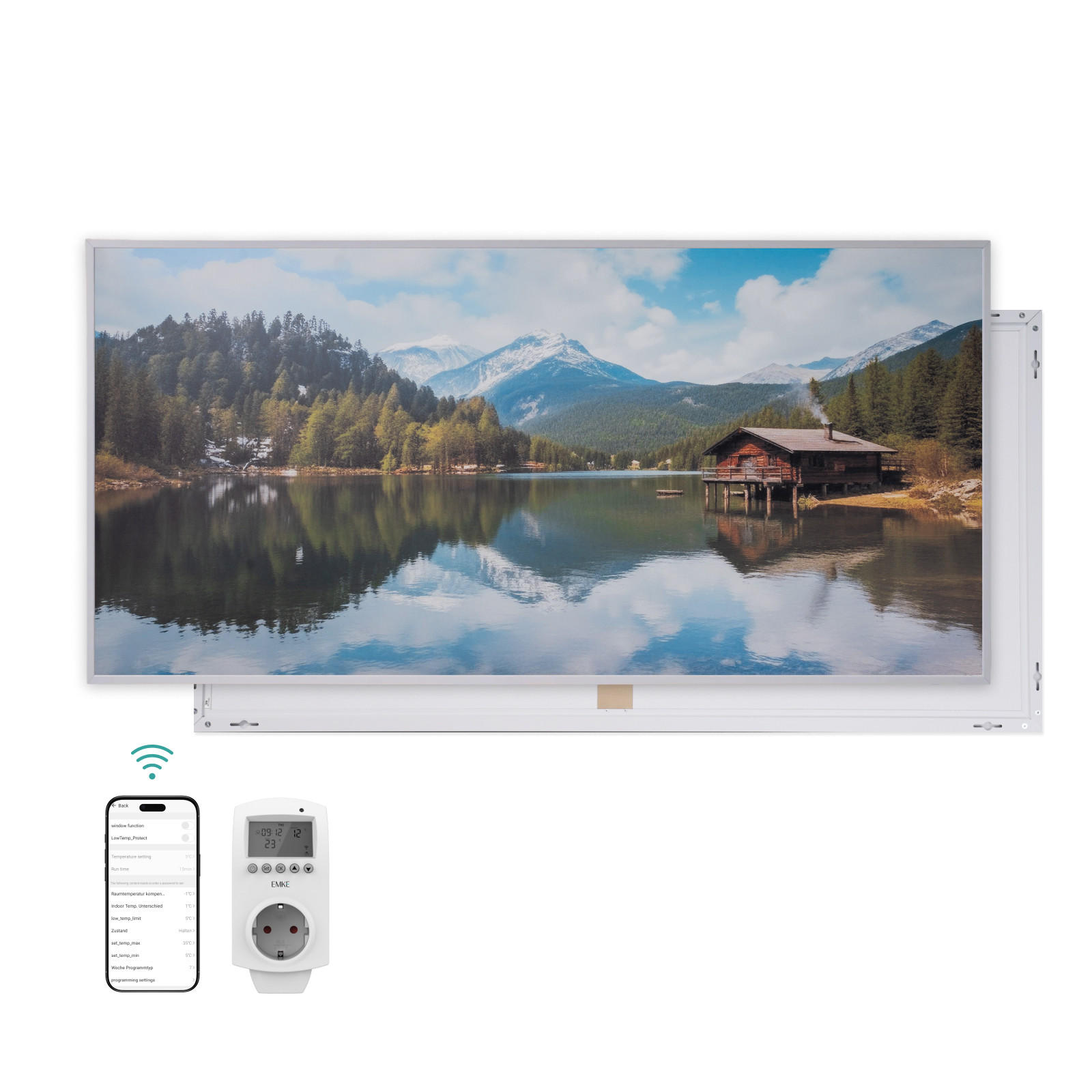 WANDKONVEKTOR Elektrisch mit modernem Landschaftsmotiv, WLAN App Steuerung, Thermostat, 119,5/59,5 cm - Weiß, Kunststoff/Metall (59.5/119.5/2cm) - EMKE