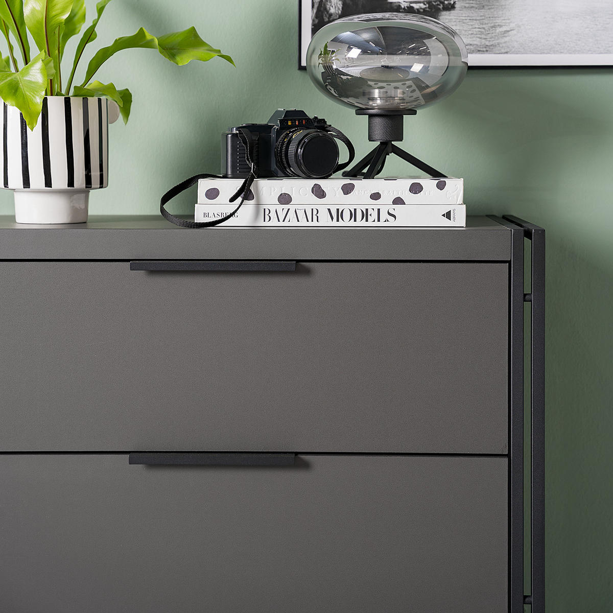 KOMMODE mit 3 Schubladen - Schwarz, Holzwerkstoff/Metall (80/90/39cm) - home24