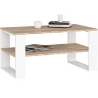 COUCHTISCH ALEX Sonoma Eiche, Weiß 92x53x45 cm - Weiß/Sonoma Eiche, Holzwerkstoff (53/92/45cm) - Akord