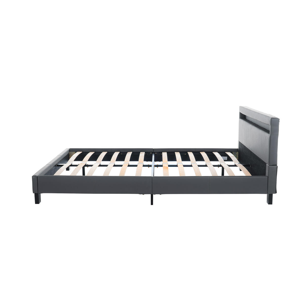 LED BETT ASTRO - Dunkelgrau, 140 x 200 cm - Dunkelgrau, Kunststoff - Home Deluxe