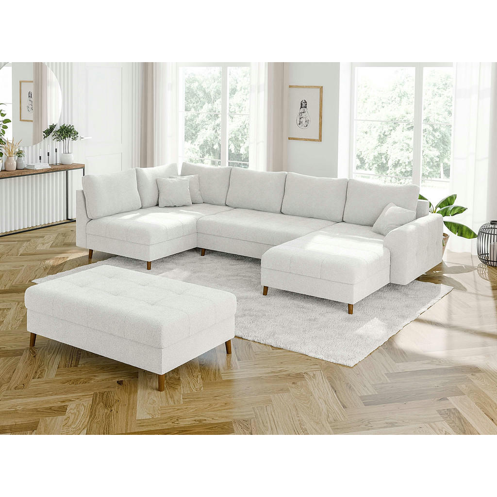 Thumbnail - S-Style Möbel Wohnlandschaft, Weiß, Textil, Echtholz,Buche, Birke, 8-Sitzer, Füllung: Silikon,Silikon,Polyetherschaumker...