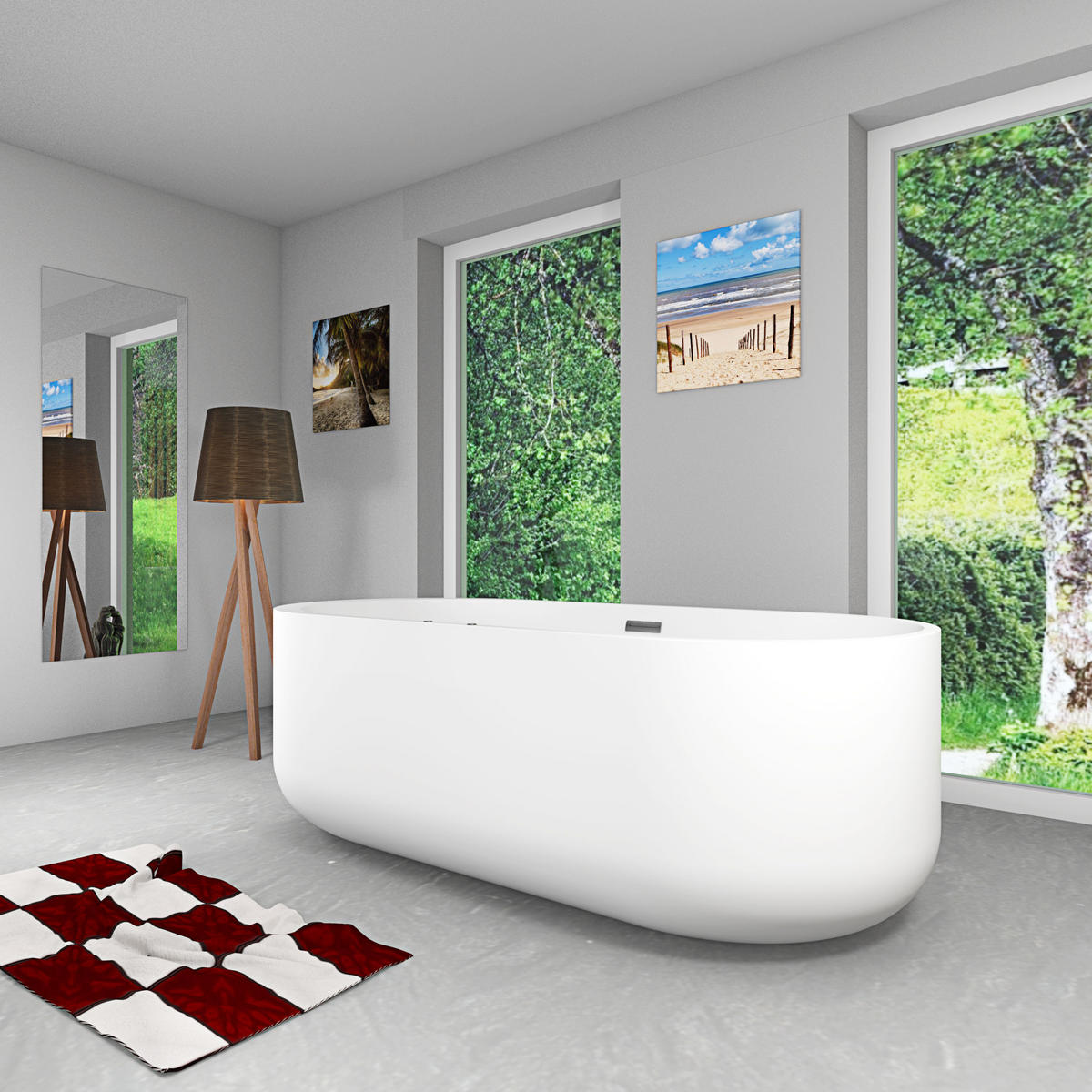 FREISTEHENDE Badewanne Wanne F26 170x80cm Whirlpool Luft & Wasser - Weiß, Glas/Kunststoff (80/58/170cm) - AcquaVapore by Sandra Jentho