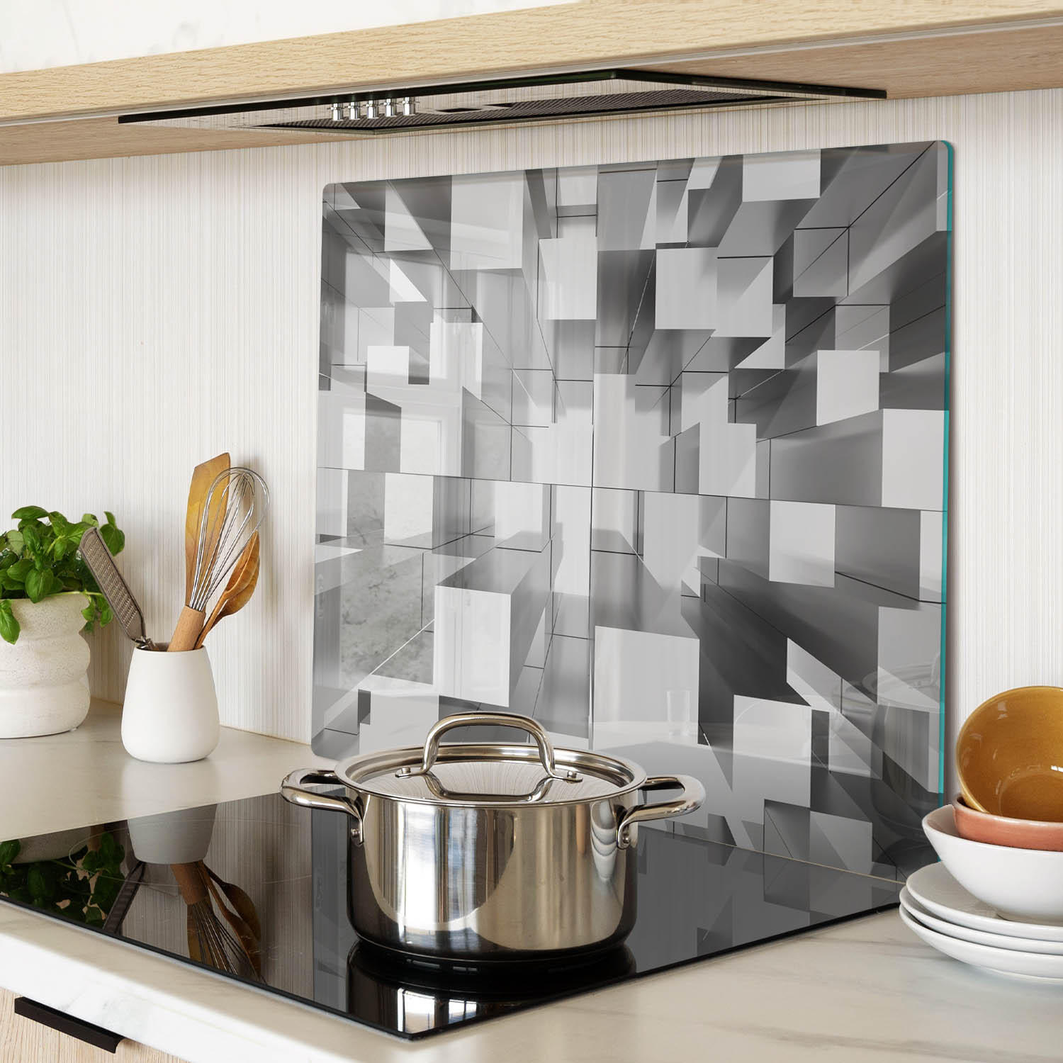 GLASPLATTE 60x52 cm Abstrakt - Grau, Glas (60/0.4/52cm) - TULUP