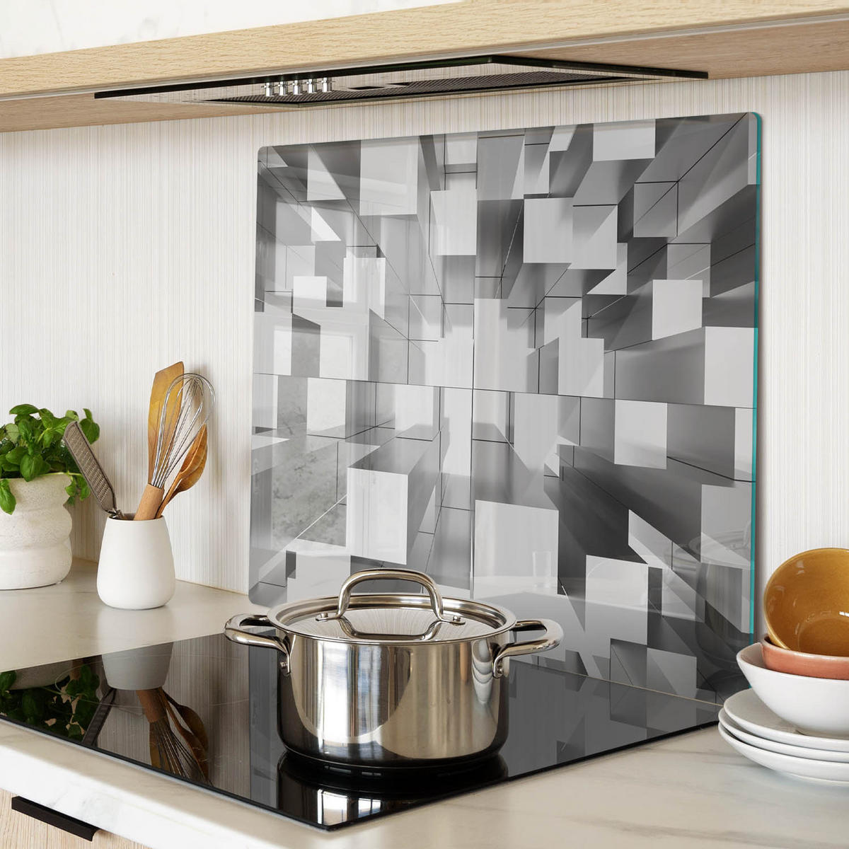 GLASPLATTE 60x52 cm Abstrakt - Grau, Glas (60/0.4/52cm) - TULUP