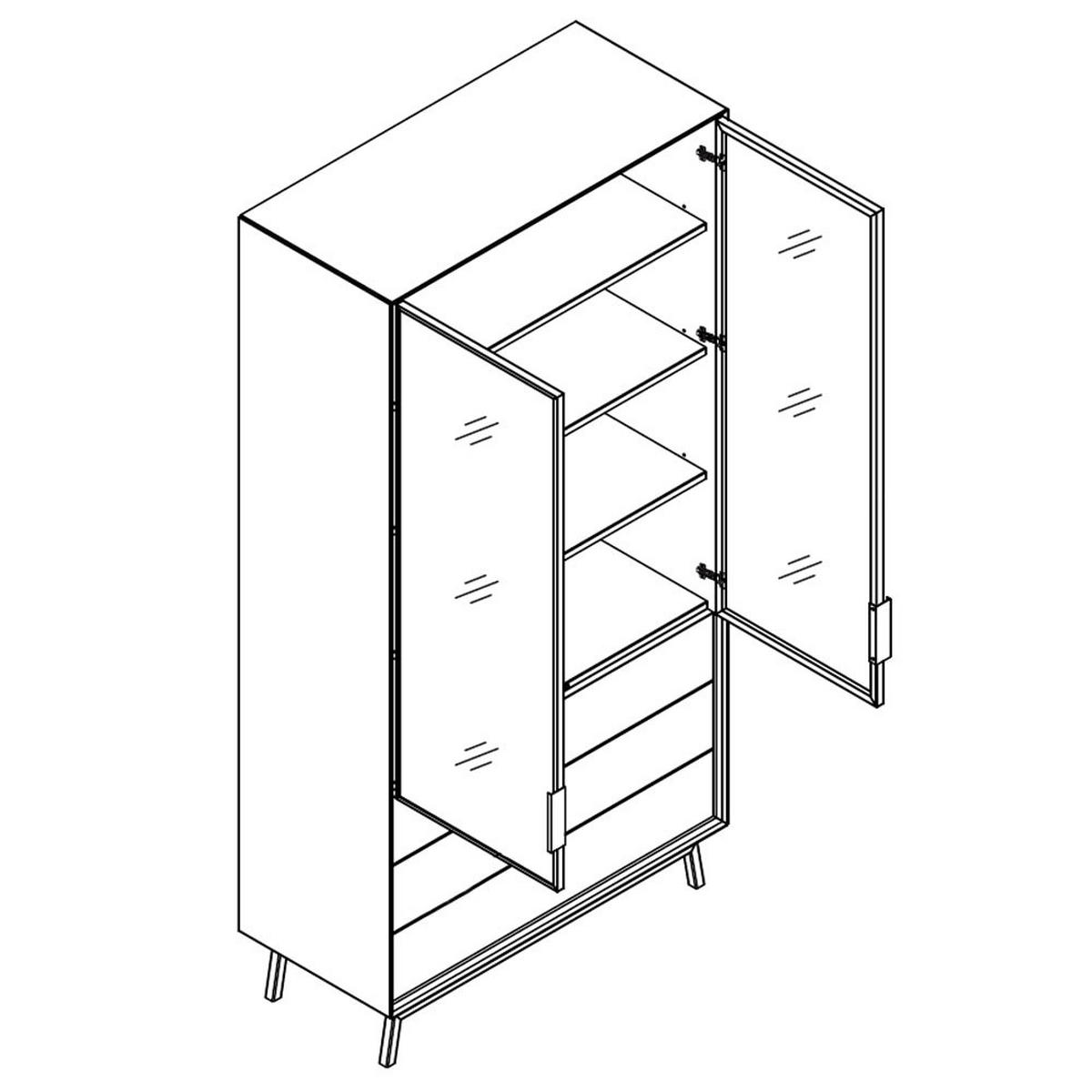 VITRINE Modern Loft Eiche Natur 100 / 45 / 200cm - Eichefarben/Schwarz, Holz (100/200/45cm) - Feldmann-Wohnen