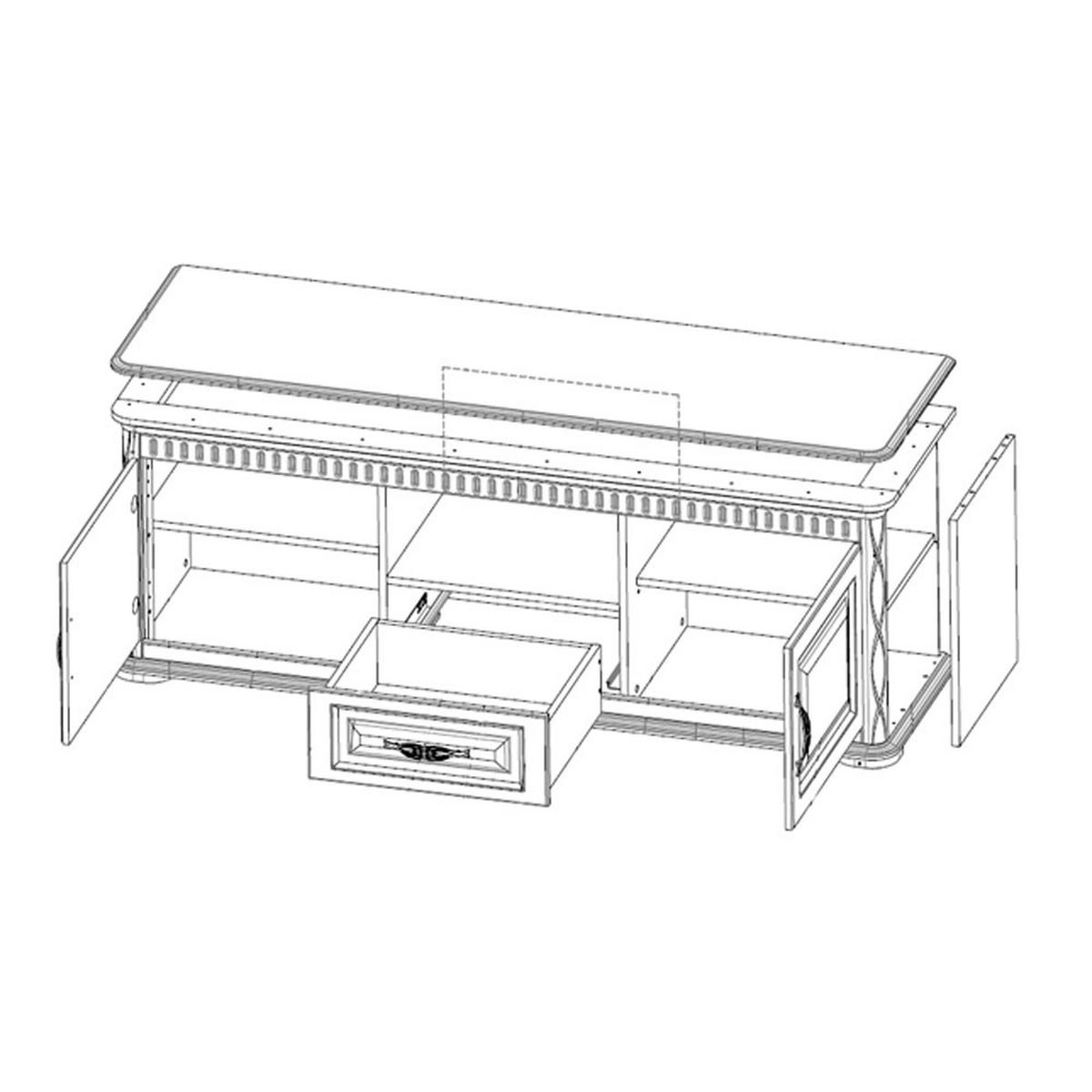 LOWBOARD Marseille cremefarben 164 / 49 / 61cm - Creme, Holzwerkstoff (164/61/49cm) - Feldmann-Wohnen