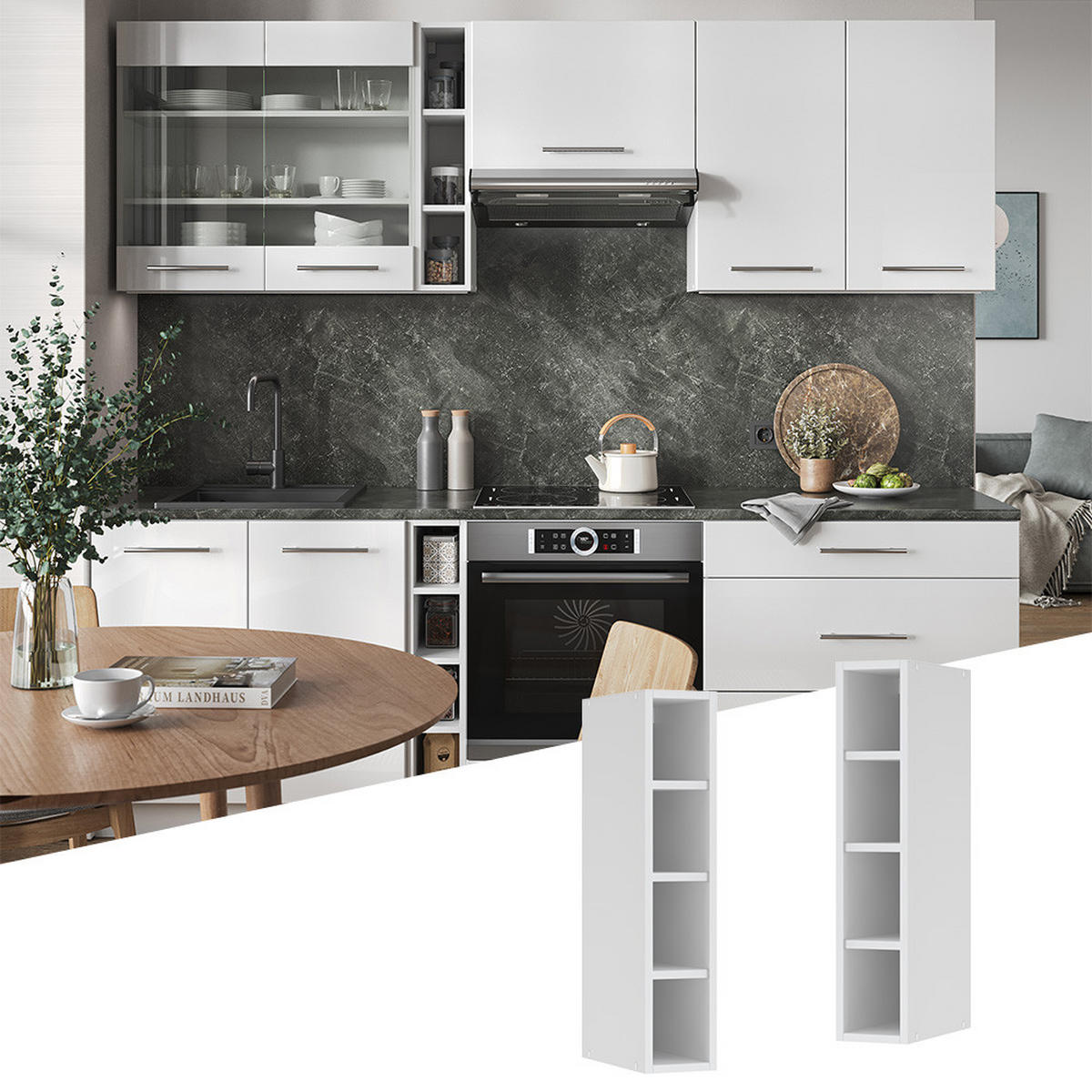 HÄNGESCHRANK Fame-Line Weiß 15 cm - Weiß, Holzwerkstoff (15/72/32.5cm) - Vicco