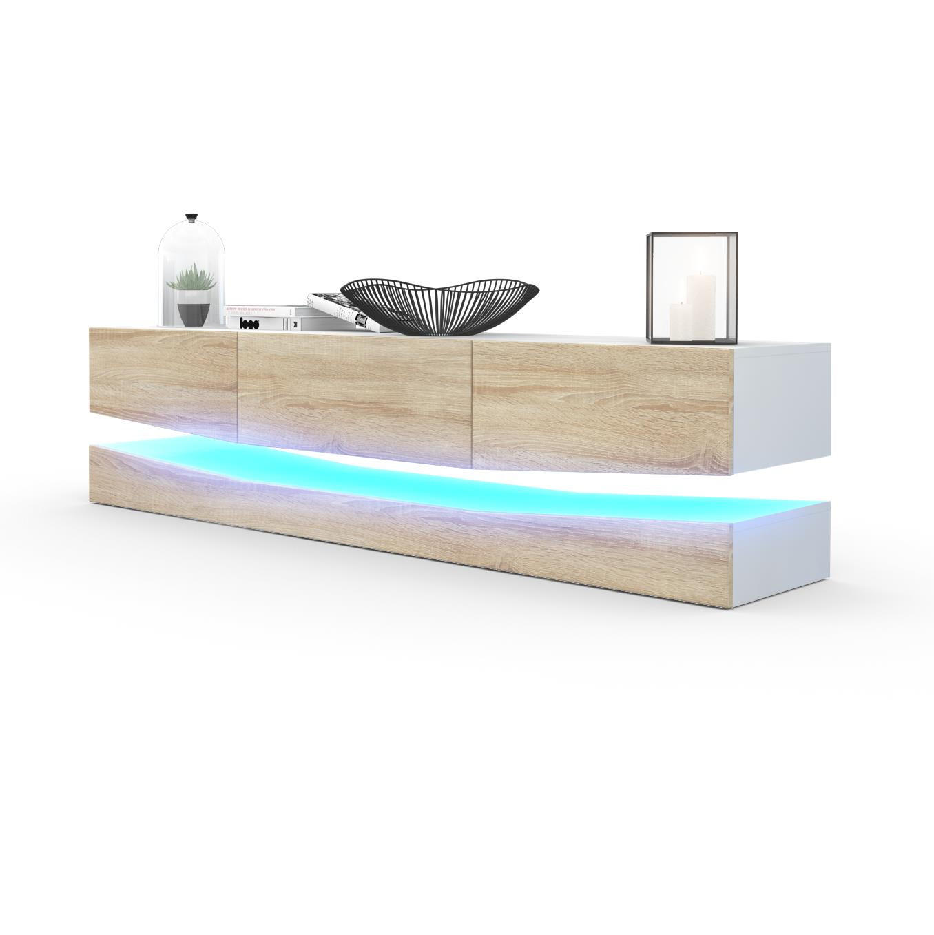 LOWBOARD City Fronten in Eiche sägerau - Eiche San Remo, Holzwerkstoff (178/48/39cm) - Vladon