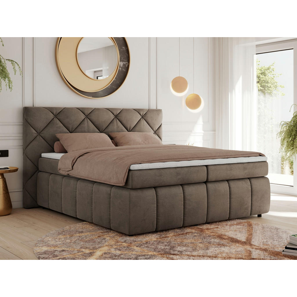 Thumbnail - Xxxl Boxbett, Braun, Textil, 2-Sitzer, H4, Rechteckig, 160x200 cm, Oeko-Tex®, Schlafzimmer, Betten, Boxspringbetten