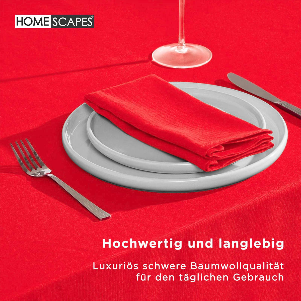 TISCHDECKE rot rund 178 cm, 100% Baumwolle - Rot, Textil (178/178cm) - Homescapes