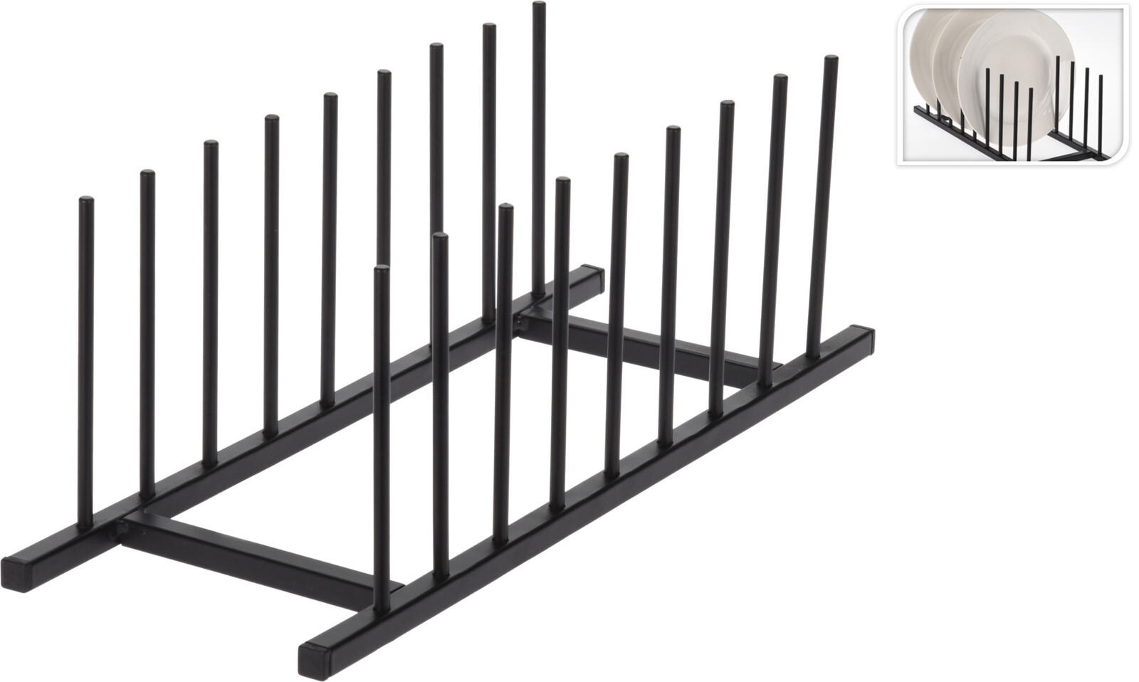 TELLERTROCKNER Basic Schwarz 34.5/12.5/12 cm Kunstoff - Schwarz, Kunststoff (12.5/12/34.5cm) - Mondex