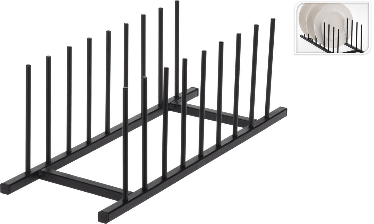 TELLERTROCKNER Basic Schwarz 34.5/12.5/12 cm Kunstoff - Schwarz, Kunststoff (12.5/12/34.5cm) - Mondex