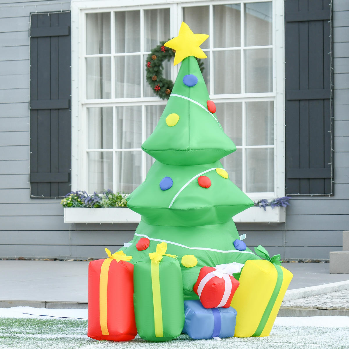 WEIHNACHTSDEKORATION aufblasbar mit LED-Licht, 150 cm Wasserdicht - Multicolor, Textil (65/150/75cm) - HOMCOM