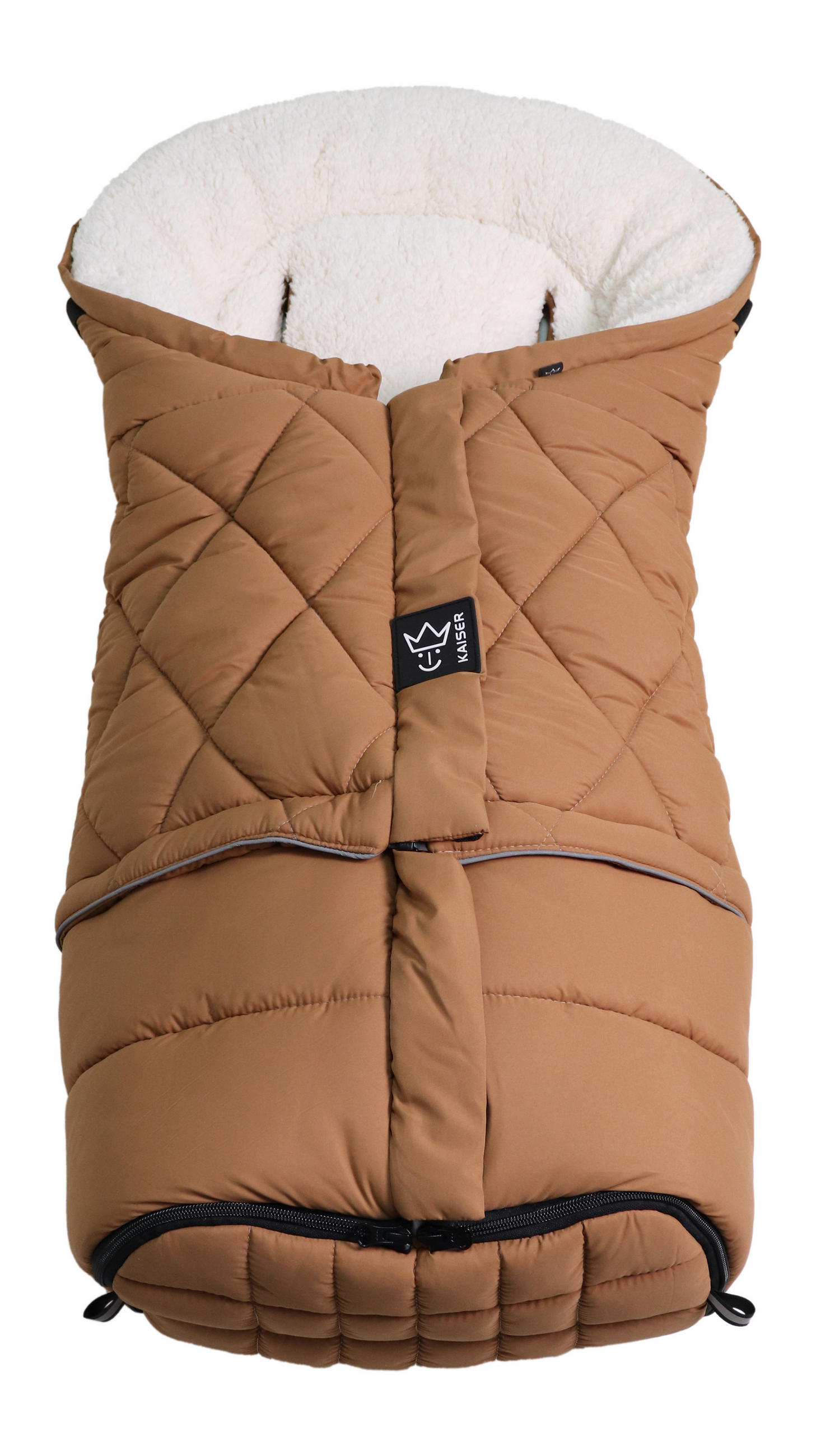 KINDERWAGEN-FUSSSACK Moony 2in1, Sherpa Fleece cream, camel - Braun, Textil (48/10/105cm) - Kaiserbaby