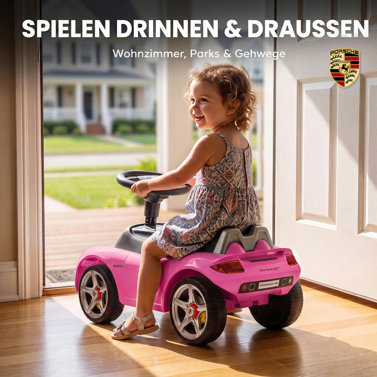 KINDER-RUTSCHAUTO Kunststoff Rosa - Rosa, Kunststoff (63/28.5/38cm) - AIYAPLAY
