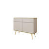 KOMMODE KSZ-107 - KSZ-107, Hochglanz, Schubladen Push-to-Open 107x39x85 cm Beige/Gold - Beige/Goldfarben, Holzwerkstoff/Kunststoff (107/85/39cm) - DomoHome