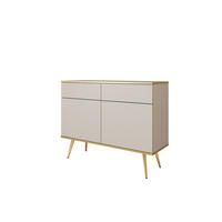 KOMMODE KSZ-107 - KSZ-107, Hochglanz, Schubladen Push-to-Open 107x39x85 cm Beige/Gold - Beige/Goldfarben, Holzwerkstoff/Kunststoff (107/85/39cm) - DomoHome
