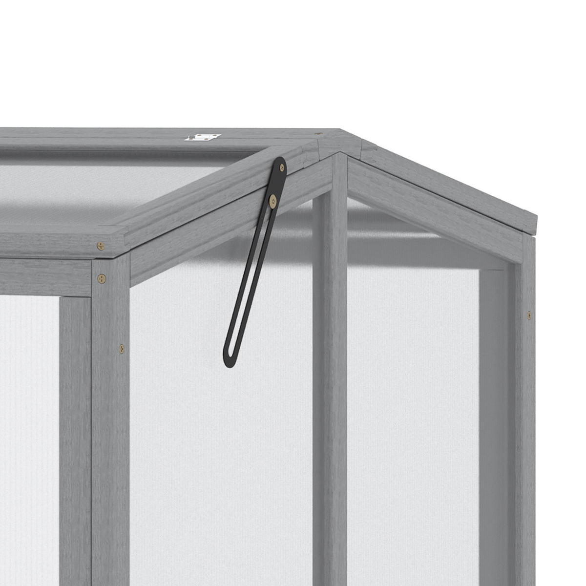 GEWÄCHSHAUS DE-05785 Holz & Polycarbonat, Doppeldach Hellgrau - Hellgrau, Holz/Kunststoff (80/58/90cm) - ComfortXL