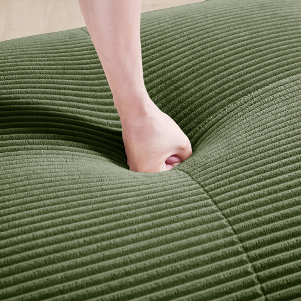 SOFA mit gebogenen Armlehnen und ohne Montage Grün aus Cord 208x178x75 cm - Grün, Textil (178/75/208cm) - Luhomfu