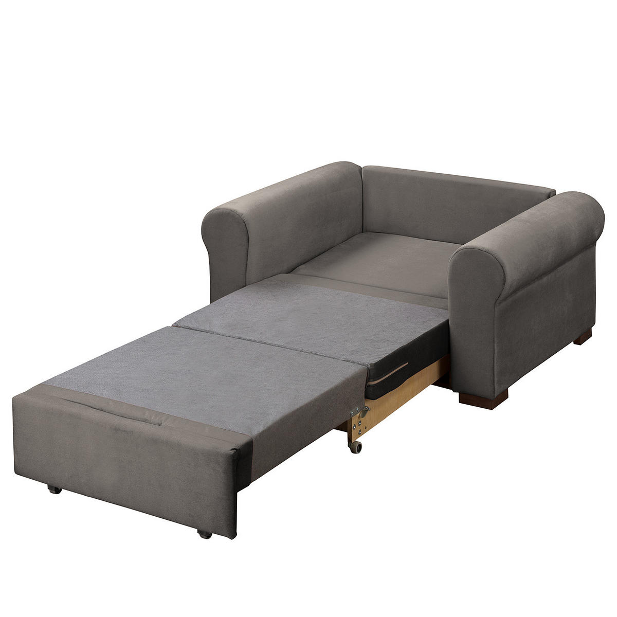 SCHLAFSOFA mit Husse - Buchefarben/Grau, Buchenholz/Textil (125/90/90cm) - home24