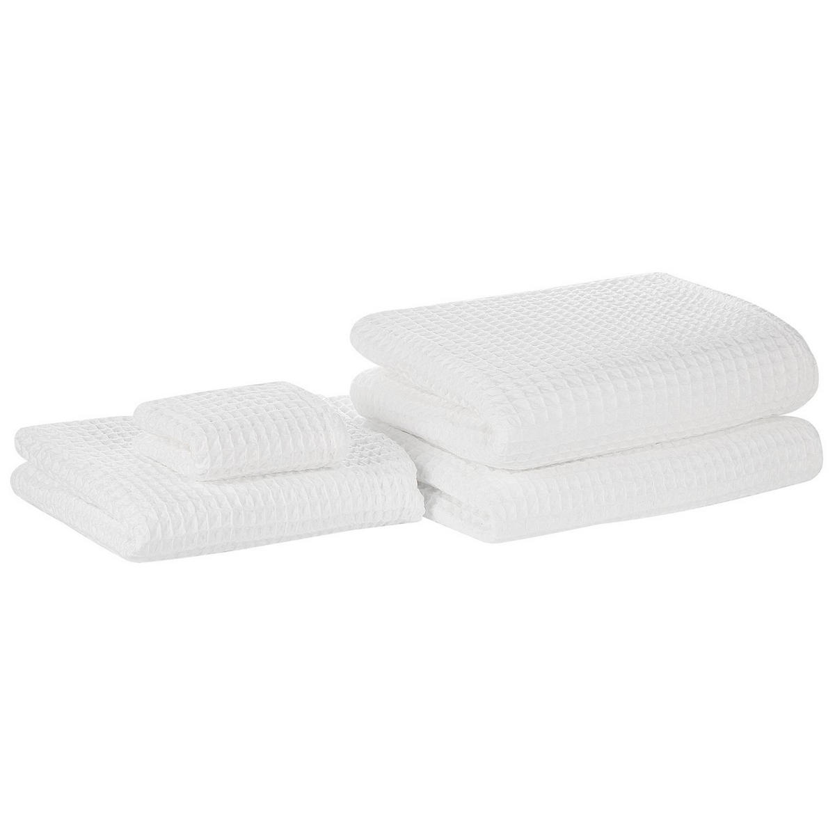 BADEHANDTUCH 4-teilig Weiß Atai - Weiß, Textil (70/140cm) - Beliani