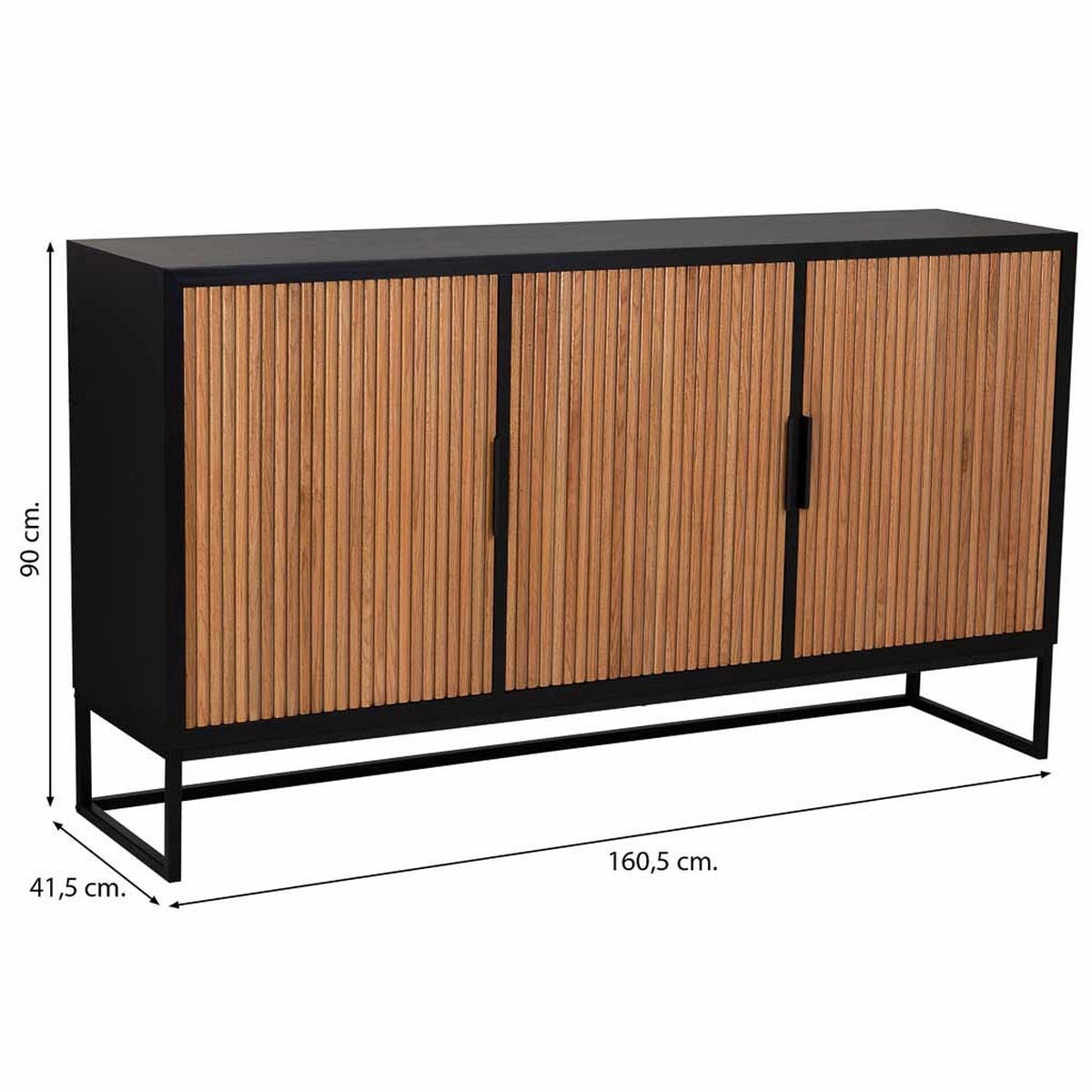 SIDEBOARD mit 3-türiges aus holz und metall 160x41x90 cm - Braun, Holz (160/90/41cm) - Wanderlust