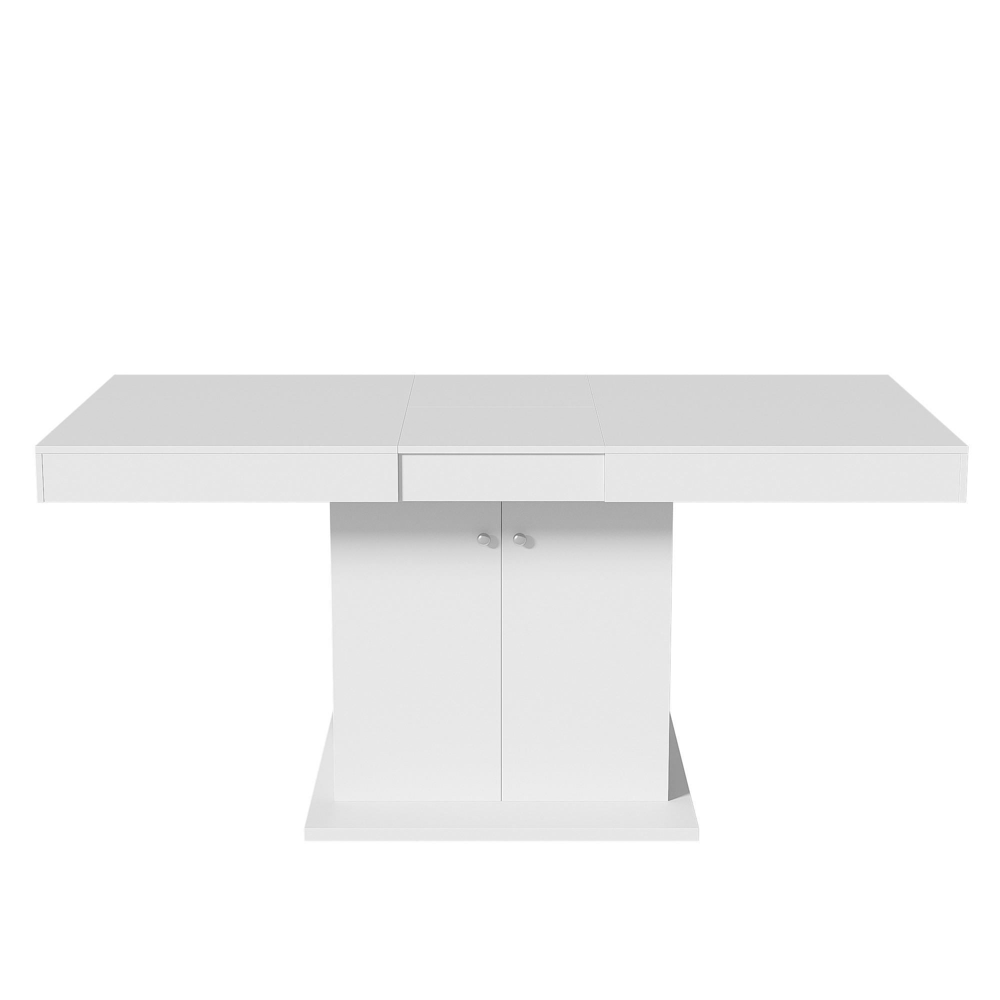 AUSZIEHTISCH Weiß 140-180/80/76 cm - Weiß, Holz (80/140/76cm) - PANGIVO