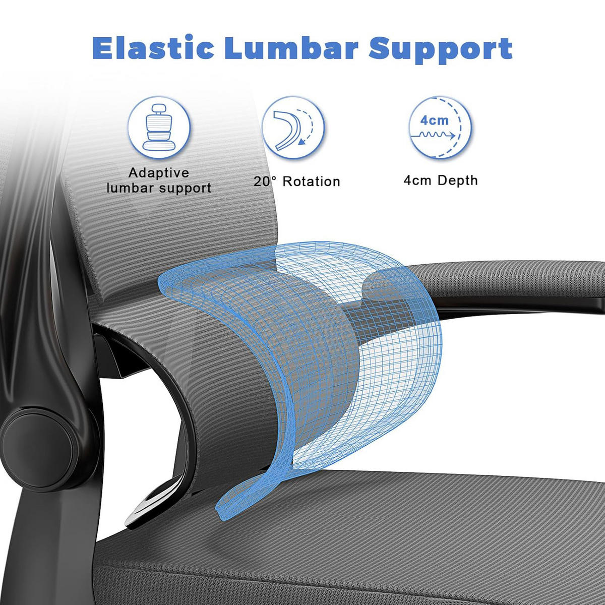 BÜROSTUHL Schwarz-Grau ergonomisch Netz verstellbar - Grau, Metall (25/52.5/65cm) - Rattrix