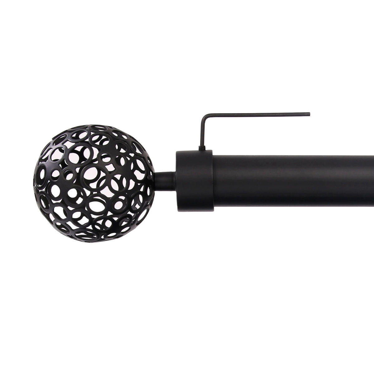 GARDINENSTANGE 1-Lauf Kugel - Schwarz, Metall (60cm) - Deco-Raum