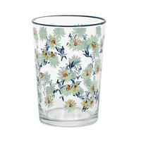 GLAS mit Blumenmuster Blau 510 ml 8,8/8,8/12 cm - Multicolor, Glas (0.51L) - Excellent Houseware