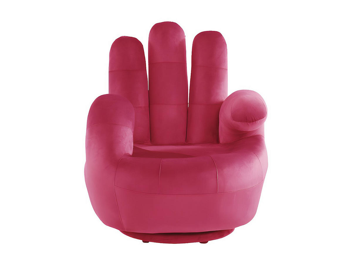 FINGERSESSEL drehbar - Samt - Fuchsia - CATCHY - Pink, Textil (78/89/82cm) - Vente-Unique