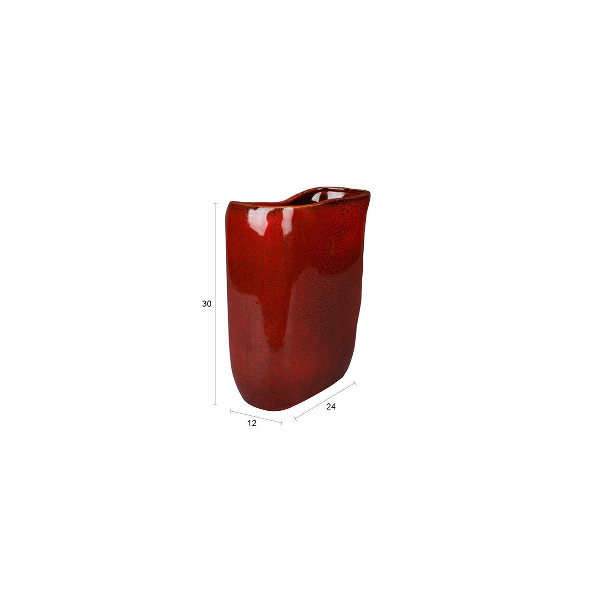 VASE Edna 24 cm Rot - Rot, Keramik (24cm) - Dutchbone