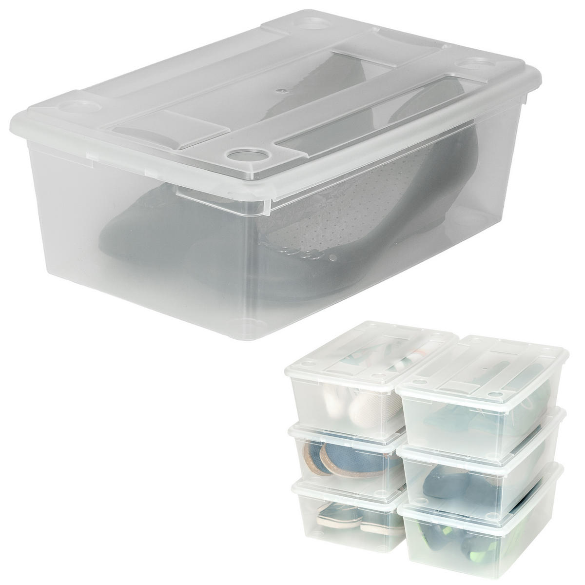 SCHUHBOX 24er Set, 33 x 23 x 12 cm,transparent - Transparent, Kunststoff (23/12/33cm) - tectake