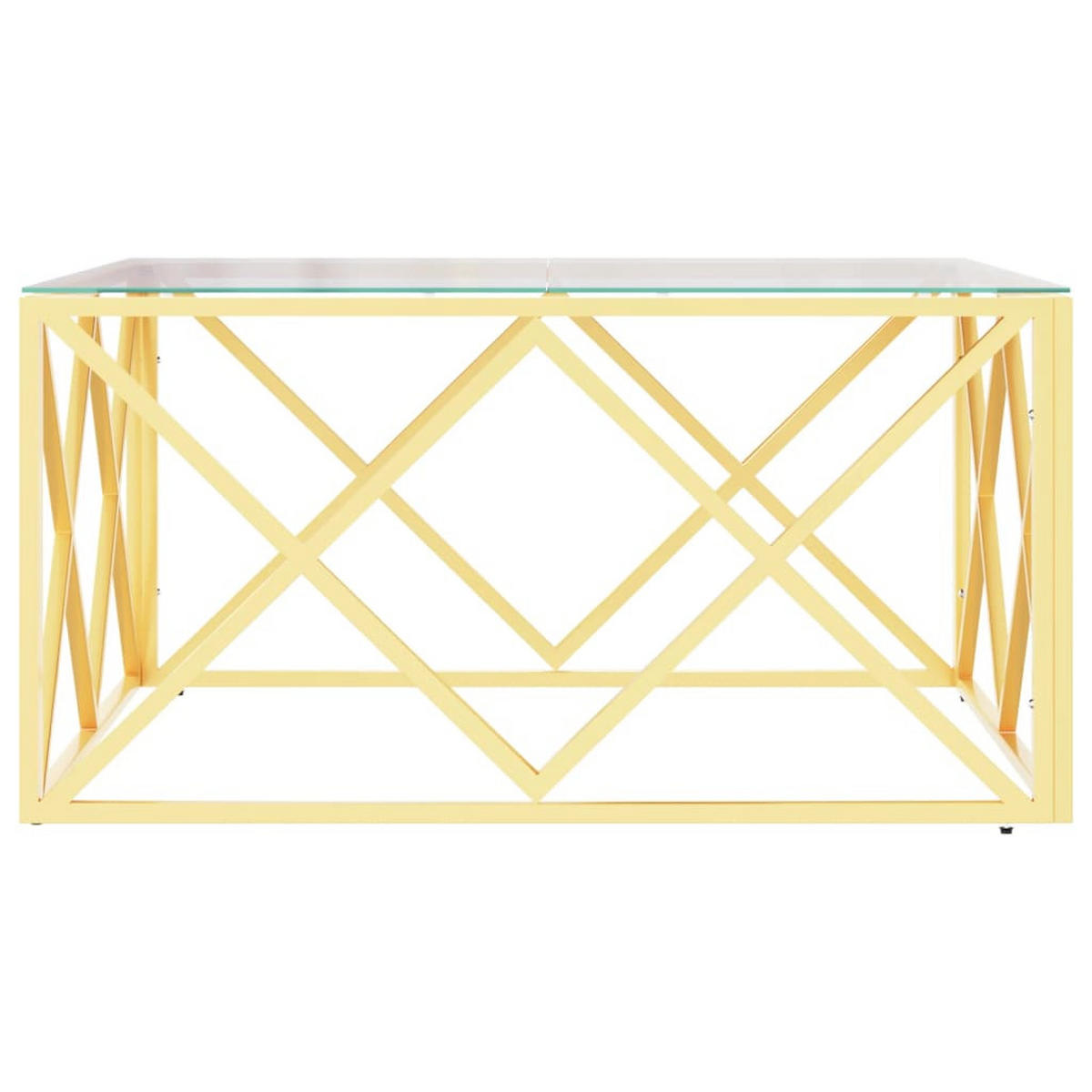 COUCHTISCH 80x80x40 cm Edelstahl und Glas - Goldfarben, Metall (80/80/40cm) - furnicato
