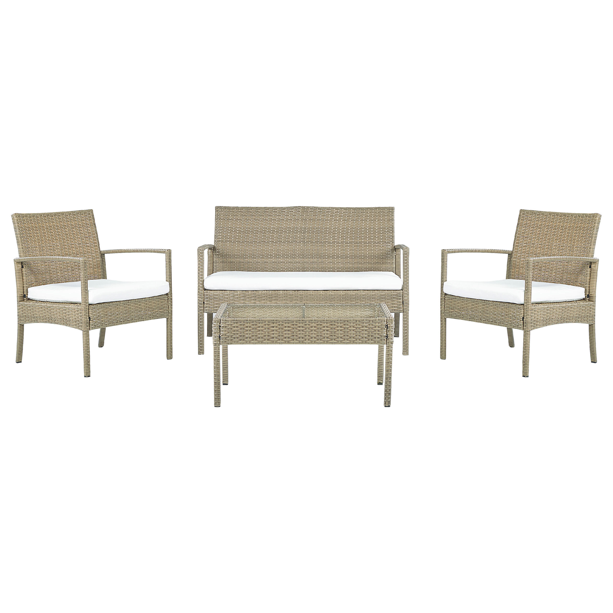 LOUNGE-SET 4-sitzer Rattan Beige Marsala - Beige, Kunststoff - Beliani