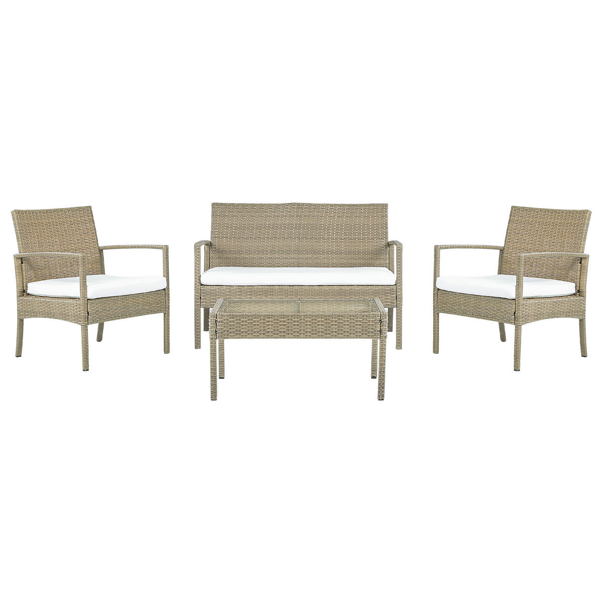 LOUNGE-SET 4-sitzer Rattan Beige Marsala - Beige, Kunststoff - Beliani