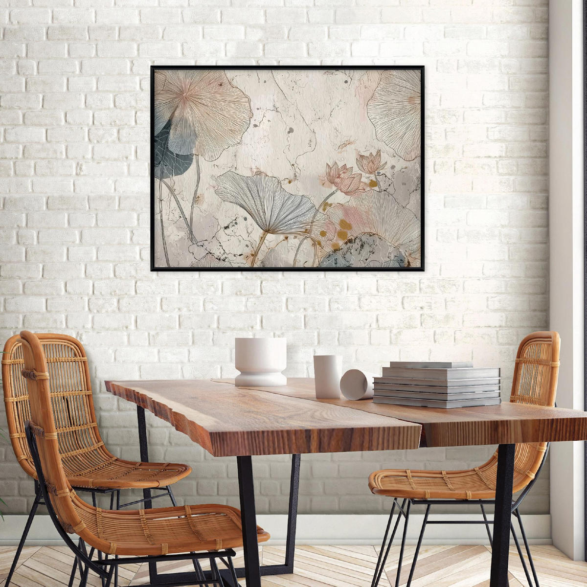 BILDER mit Rahmen Blumen Beton Beige 100x70 cm - Multicolor, Holzwerkstoff (100/70cm) - Wallarena