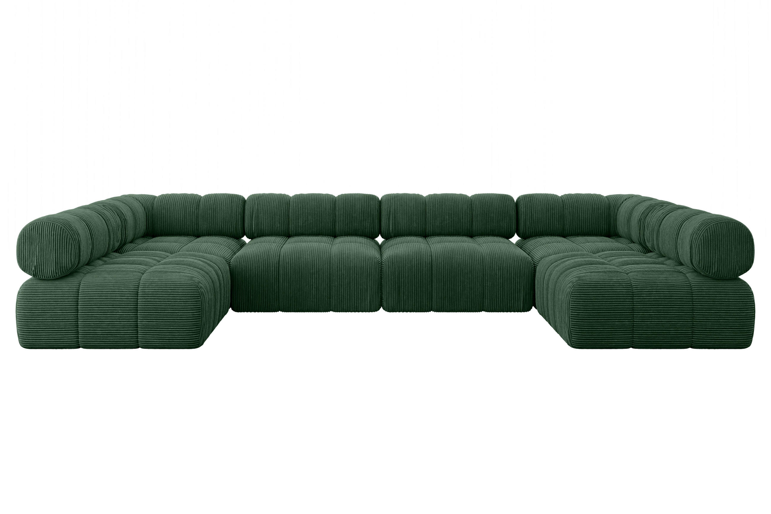 WOHNLANDSCHAFT modulares Sofa Garvo-U2 - 380x190x70 cm Grün Cord - Grün, Holzwerkstoff/Textil (380/70/190cm) - ALTDECOR