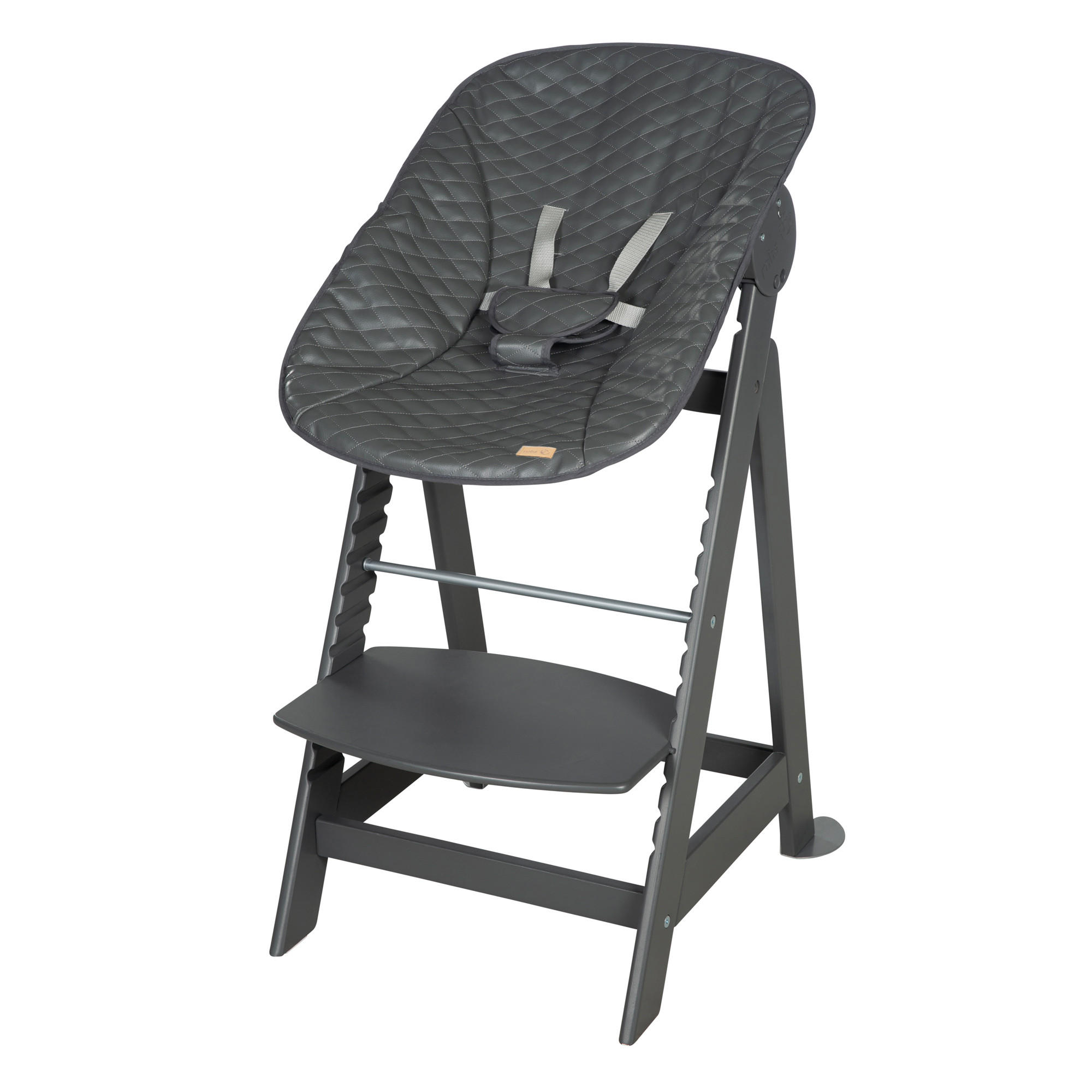 BABYHOCHSTUHL Born Up Luxe mit Neugeborenenaufsatz Anthrazit - Anthrazit, Holzwerkstoff/Textil (46/94/66.5cm) - Roba