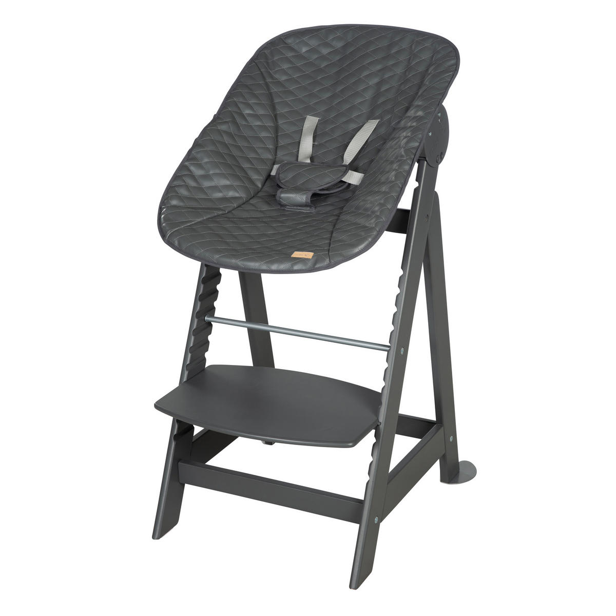BABYHOCHSTUHL Born Up Luxe mit Neugeborenenaufsatz Anthrazit - Anthrazit, Holzwerkstoff/Textil (46/94/66.5cm) - Roba
