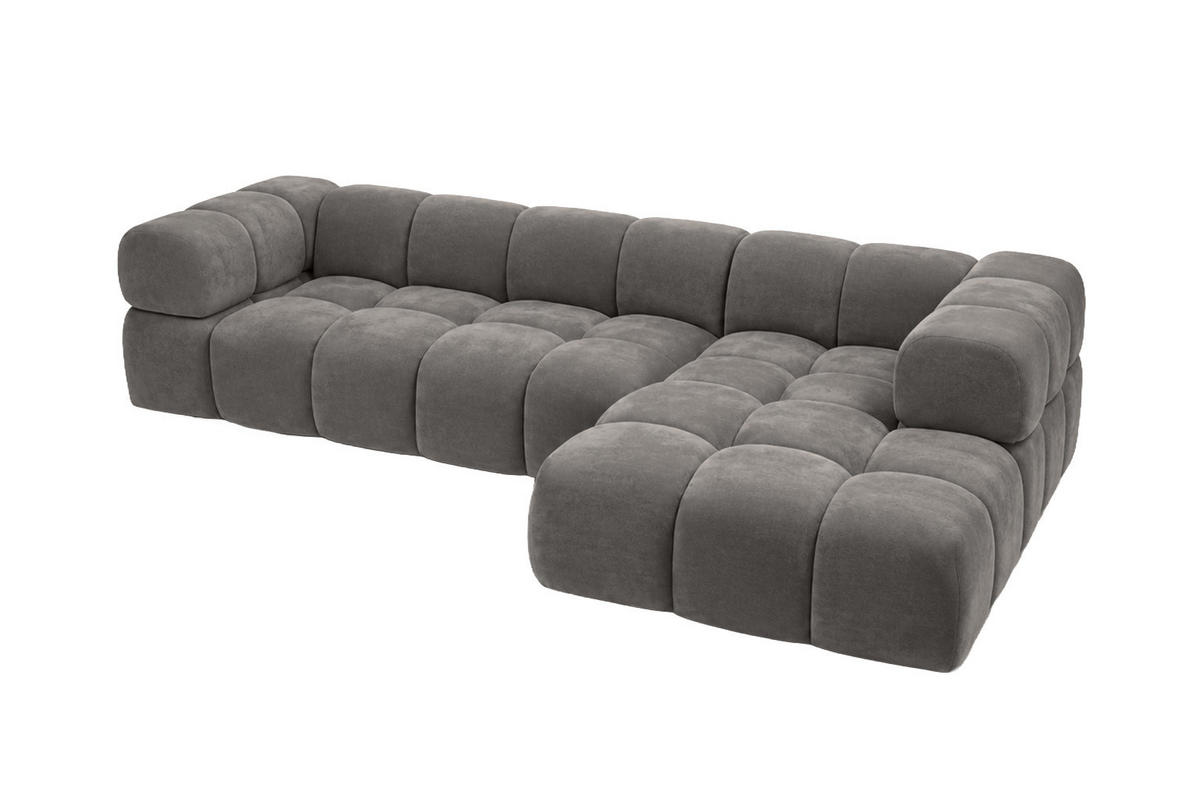 ECKSOFA L-Form, Veloursstoff Bluvel, Aschgrau, Rechts, Averro XL - Grau, Holz (320/150cm) - Kaiser Möbel